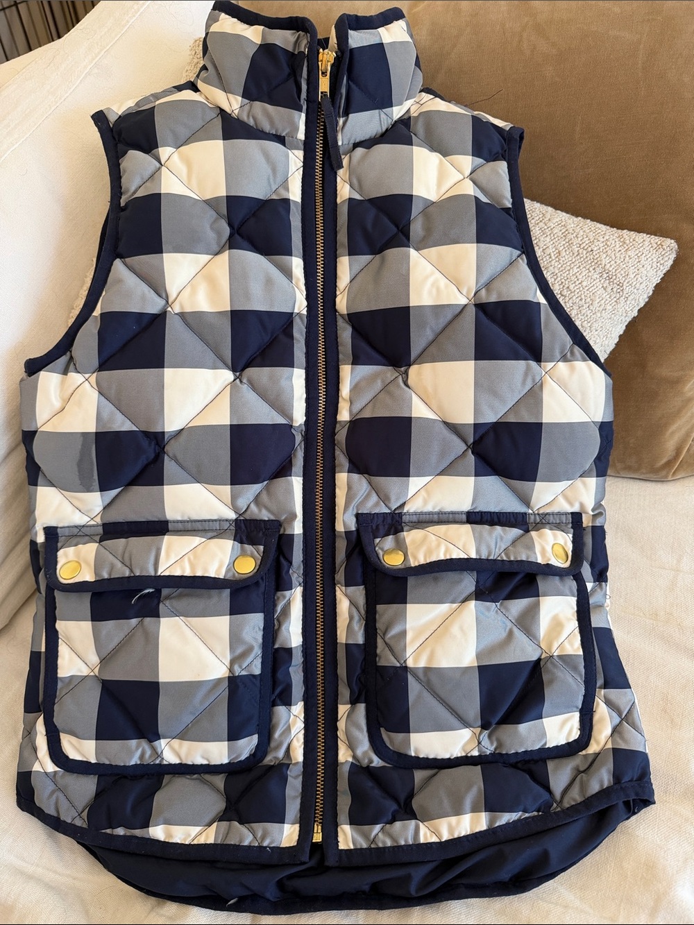 J Crew Buffalo Check Puffer Vest